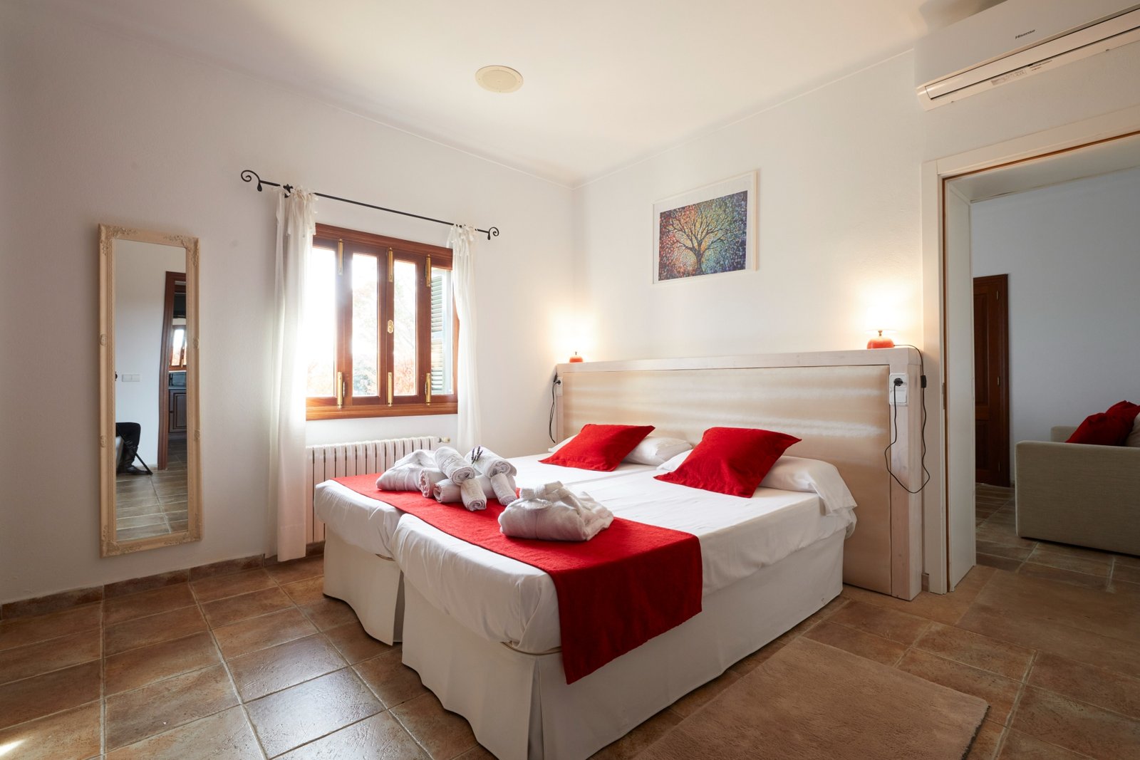 Luxury Ayurvedic retreat accommodation and serene guest room in Mallorca